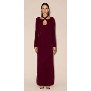 Usisi Sister Burgundy Maxi Mary Knit‎ Dress Long Sleeve Medium NWT